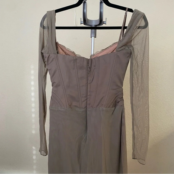 House of CB ‘Safran’ Mocha Corset Midi Dress tan NWOT size‎ M - Picture 13 of 14